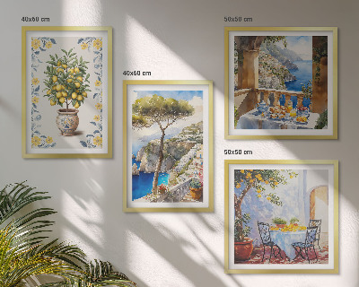 Set de cuadros modernos para salón pinturas de limoneros marinos