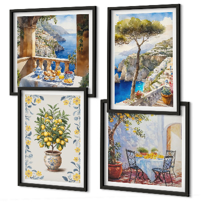 Set de cuadros modernos para salón pinturas de limoneros marinos