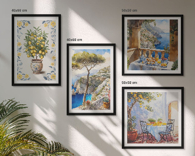 Set de cuadros modernos para salón pinturas de limoneros marinos