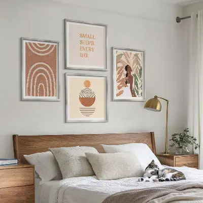 Set de cuadros modernos con diseños geométricos de plantas para salón