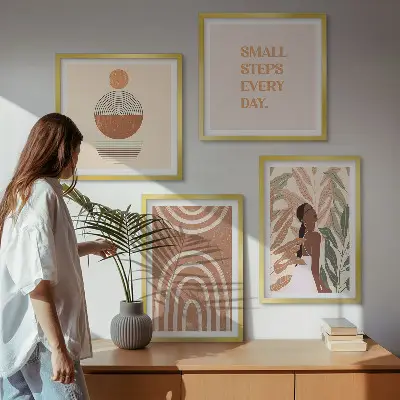 Set de cuadros modernos con diseños geométricos de plantas para salón