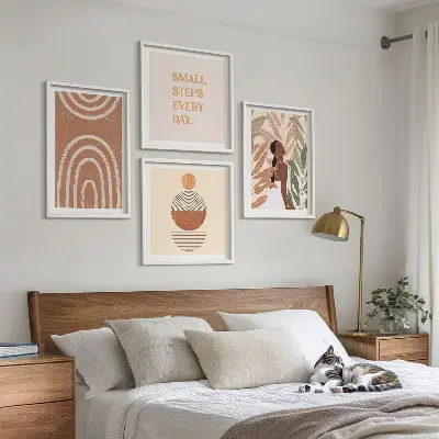 Set de cuadros modernos con diseños geométricos de plantas para salón