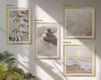 Set de cuadros modernos para salón olas arena agua piedras playa