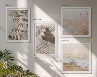 Set de cuadros modernos para salón olas arena agua piedras playa