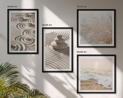 Set de cuadros modernos para salón olas arena agua piedras playa