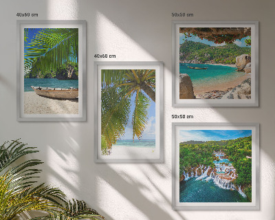 Galería de pared Playa, barco, cascadas, palmeras