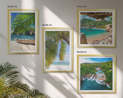 Galería de pared Playa, barco, cascadas, palmeras