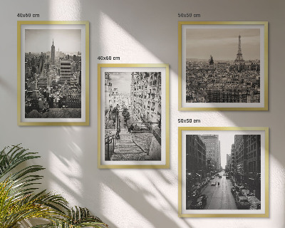Set de cuadros modernos para salón Vistas París Nueva York escaleras