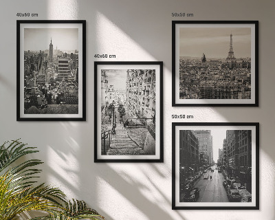 Set de cuadros modernos para salón Vistas París Nueva York escaleras