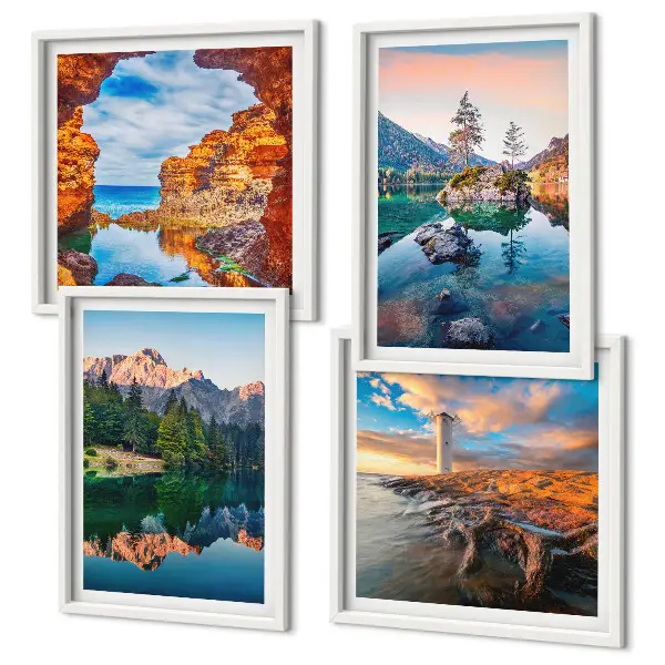 Galería de pared lagos de montaña con reflejos de rocas