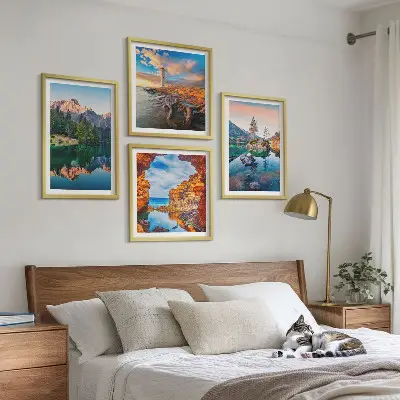 Galería de pared lagos de montaña con reflejos de rocas