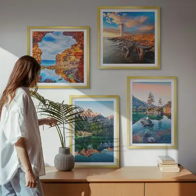 Galería de pared lagos de montaña con reflejos de rocas