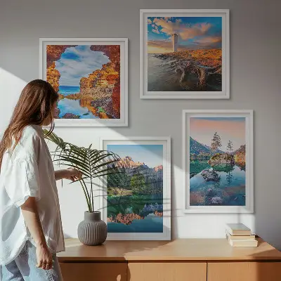 Galería de pared lagos de montaña con reflejos de rocas