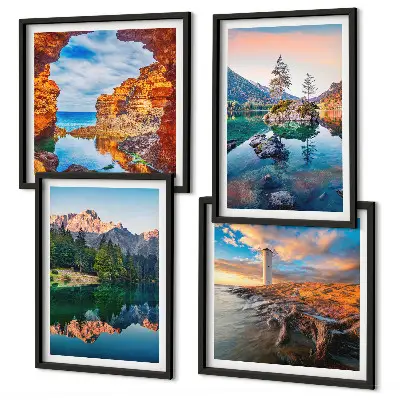 Galería de pared lagos de montaña con reflejos de rocas