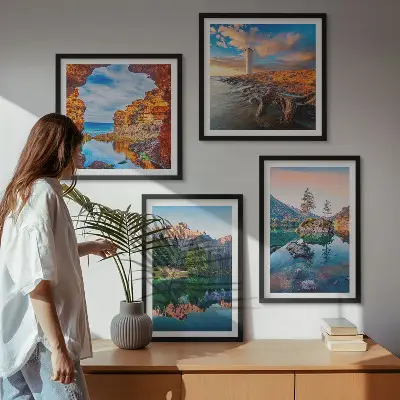 Galería de pared lagos de montaña con reflejos de rocas