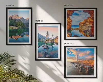 Galería de pared lagos de montaña con reflejos de rocas