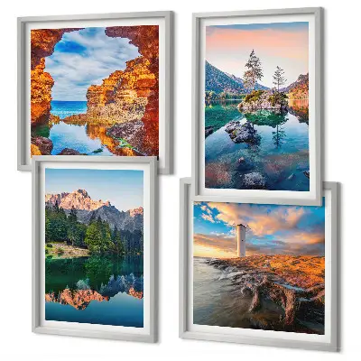 Galería de pared lagos de montaña con reflejos de rocas