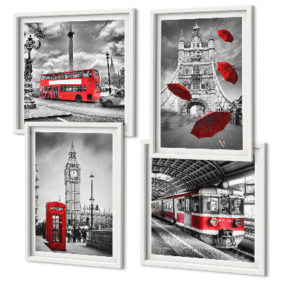 Set de cuadros modernos para salón Acentos rojos Londres