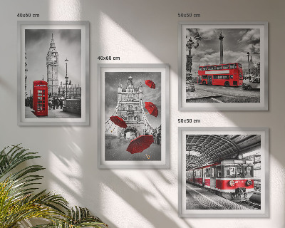Set de cuadros modernos para salón Acentos rojos Londres