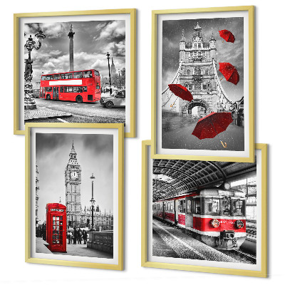 Set de cuadros modernos para salón Acentos rojos Londres