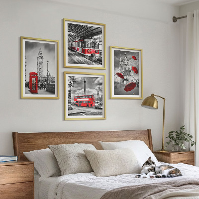 Set de cuadros modernos para salón Acentos rojos Londres