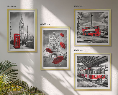 Set de cuadros modernos para salón Acentos rojos Londres