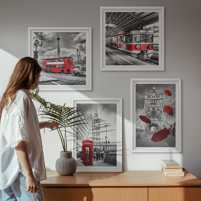Set de cuadros modernos para salón Acentos rojos Londres