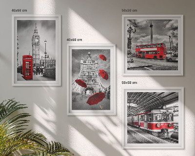 Set de cuadros modernos para salón Acentos rojos Londres