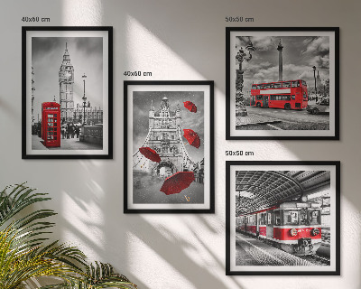 Set de cuadros modernos para salón Acentos rojos Londres