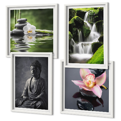 Galería de pared Pinturas zen, piedras de agua, Buda