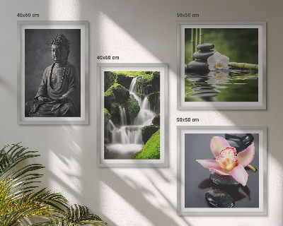 Galería de pared Pinturas zen, piedras de agua, Buda