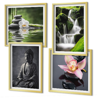 Galería de pared Pinturas zen, piedras de agua, Buda