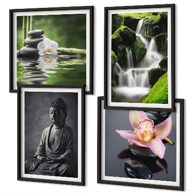 Galería de pared Pinturas zen, piedras de agua, Buda