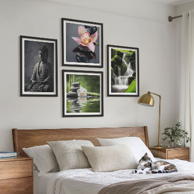 Galería de pared Pinturas zen, piedras de agua, Buda