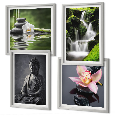 Galería de pared Pinturas zen, piedras de agua, Buda