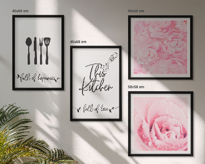 Set de 4 cuadros para salón delicadas rosas de cocina