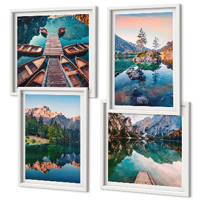 Galería de pared Reflejo de lagos de montaña en el bosque