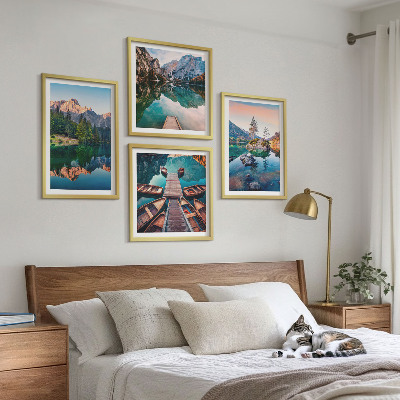 Galería de pared Reflejo de lagos de montaña en el bosque