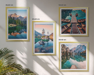 Galería de pared Reflejo de lagos de montaña en el bosque