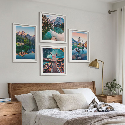 Galería de pared Reflejo de lagos de montaña en el bosque