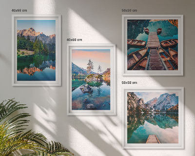 Galería de pared Reflejo de lagos de montaña en el bosque