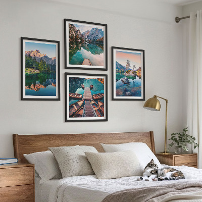 Galería de pared Reflejo de lagos de montaña en el bosque