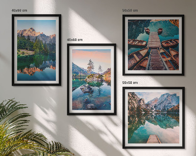 Galería de pared Reflejo de lagos de montaña en el bosque