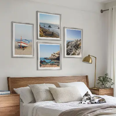 Set de cuadros modernos para salón con diseño de casas en Grecia