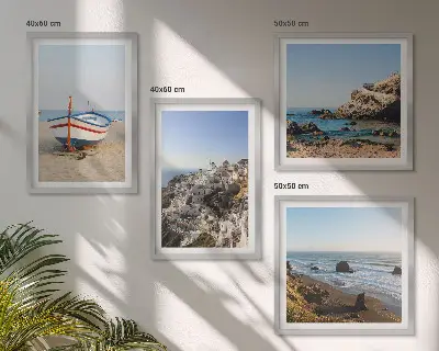 Set de cuadros modernos para salón con diseño de casas en Grecia