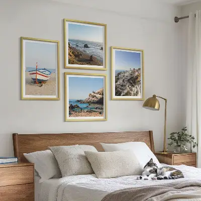 Set de cuadros modernos para salón con diseño de casas en Grecia