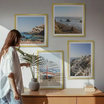 Set de cuadros modernos para salón con diseño de casas en Grecia