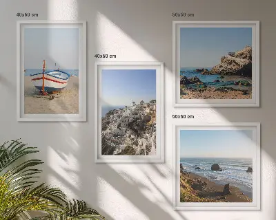 Set de cuadros modernos para salón con diseño de casas en Grecia