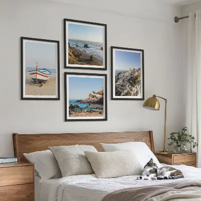 Set de cuadros modernos para salón con diseño de casas en Grecia