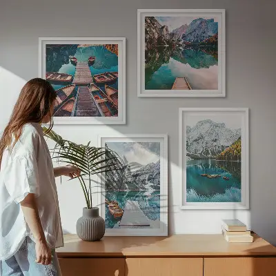 Galería de pared lago, puentes y montañas